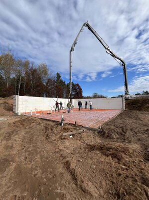Boom pump pouring foundation