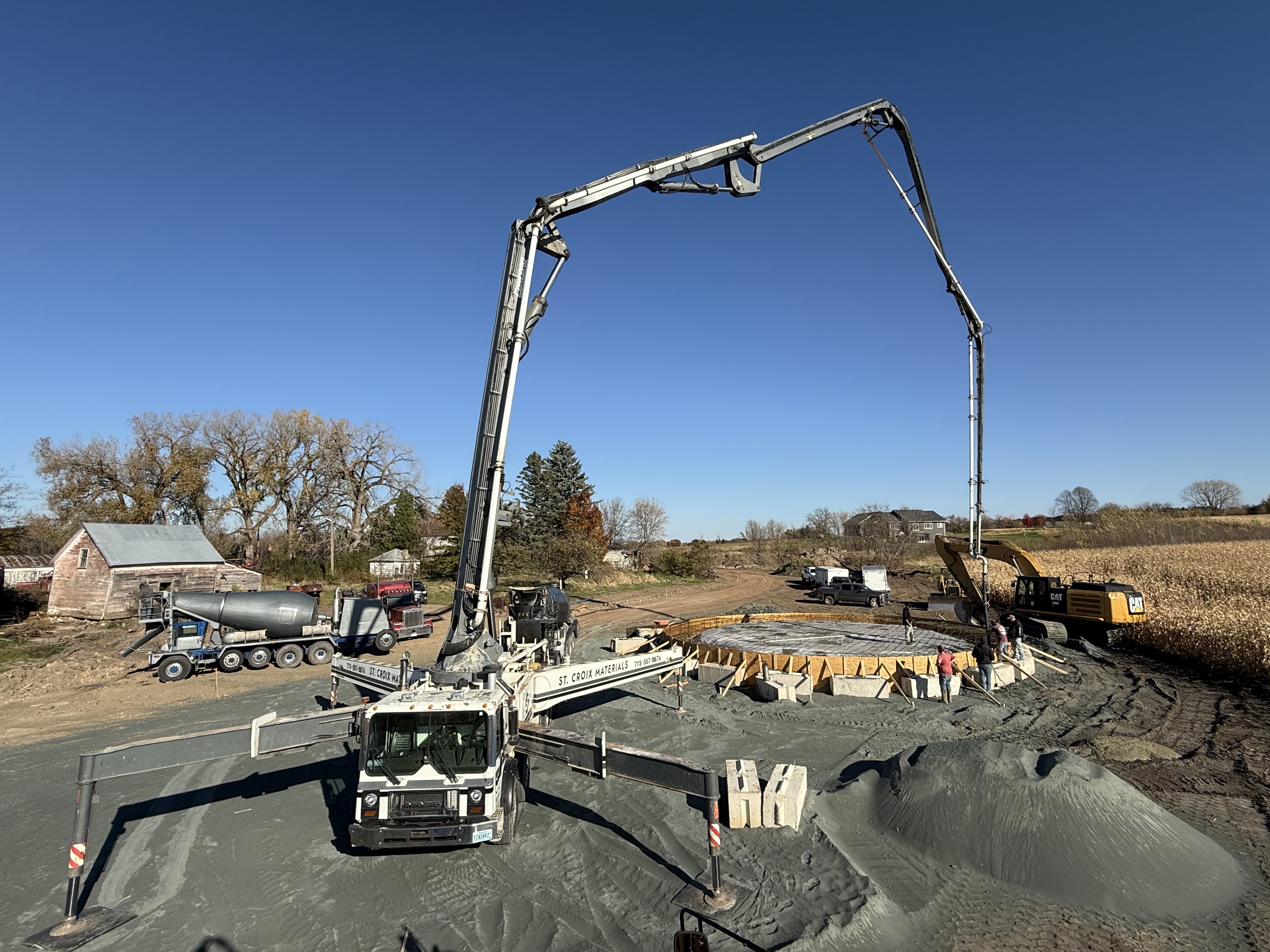 St. Croix Materials concrete pour operation with pump truck