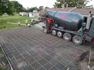 Mixer truck at residential pour